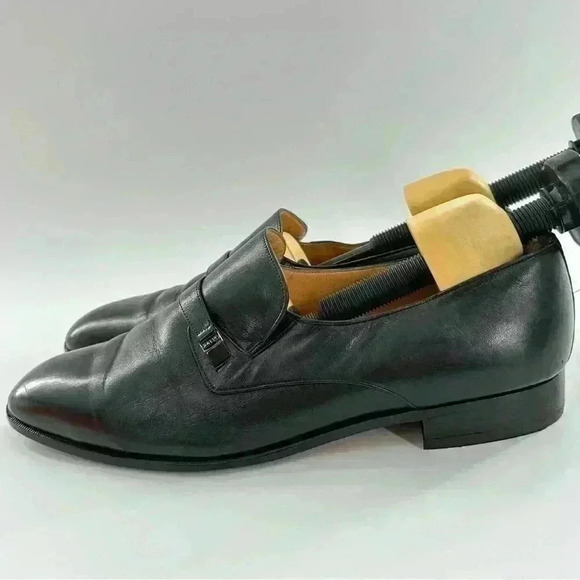 Bally mens loafers size 12 black leather slip on vintage 80s 90s